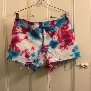 Levi Strauss red white & blue tie dye jean short